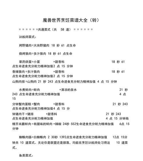 魔兽世界中食谱解锁的条件是什么？