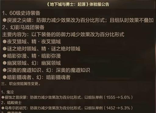 地下城减防属性何时更新？更新后的影响是什么？