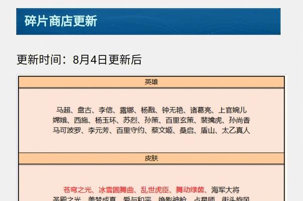 王者荣耀移动商城的更新内容是什么？
