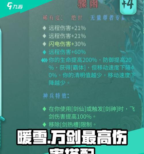 《暖雪》游戏中无量万剑流圣物搭配介绍（探索圣物的力量）