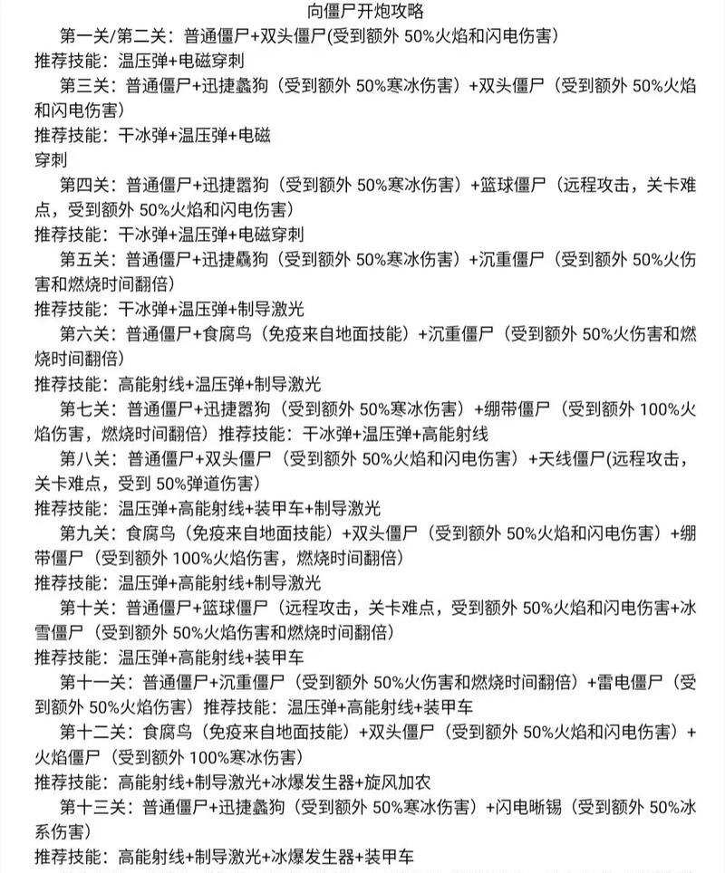 亿万僵尸高手通关指南（快速通关玩法技巧）